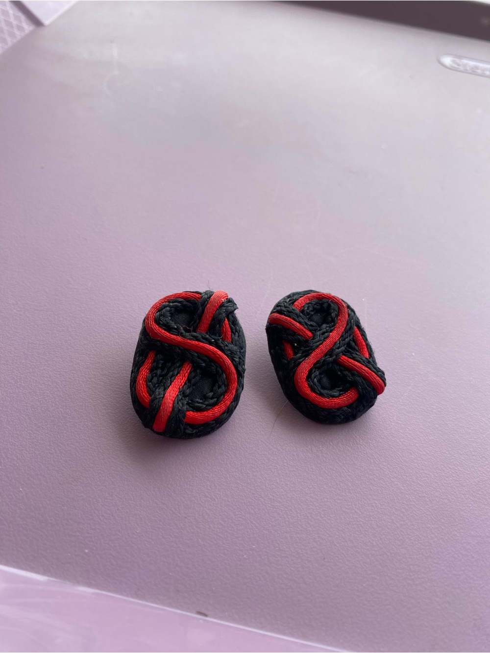 Black and Red Knot Earrings